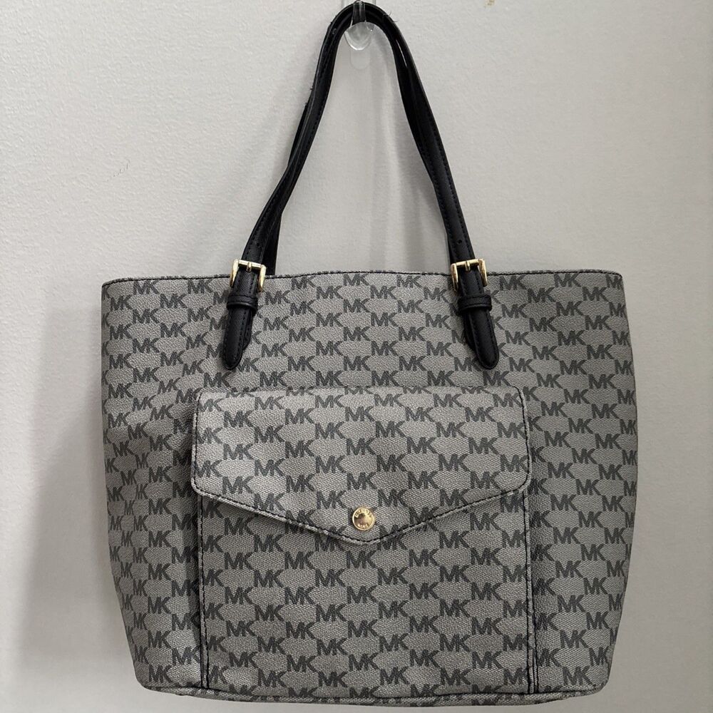 Michael Kors Jet Set Gilly Monogram Zip Snap Signature Tote Y2K Vegan SoHo 90s